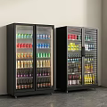 Modern Double Door Glass Door Refrigerators Filled With Colorful Beverages In Indoor Setting