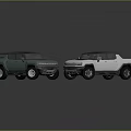 Modern Blue And Silver Pickup Trucks With Shiny Roof And Bed Design