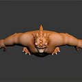 Orange Anthropomorphic Bear Tiger Game Movie Character With Muscular Build And White Chest Marking
