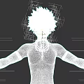 Game Movie Character with Spiky Blonde Hair Shirtless Torso White Necklace Orange Arm Guards