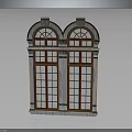 Classic Double Arched Window Furniture With Wooden Frame And Glass Panes