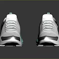 Stylish White Sport Sneakers with Teal Sole and Knitted Upper Design