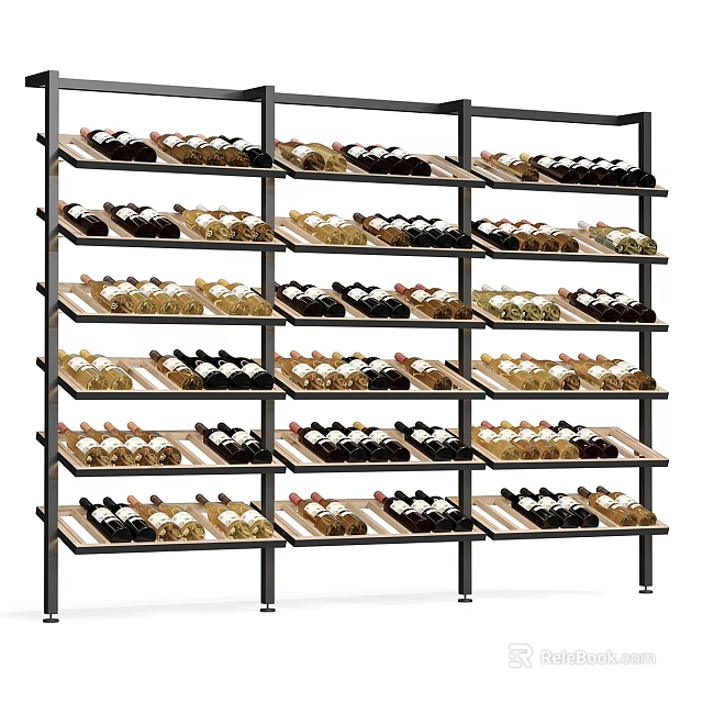 Modern Multi Tiered Wine Rack With Organized Wine Bottles Storage 3d model