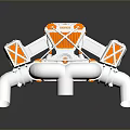 Tire Design with Silver Metallic Components and Orange Geometric Patterns in Modern Style