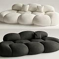 Modern Cloud Shaped Multi Person Sofa In White And Black With Cushions