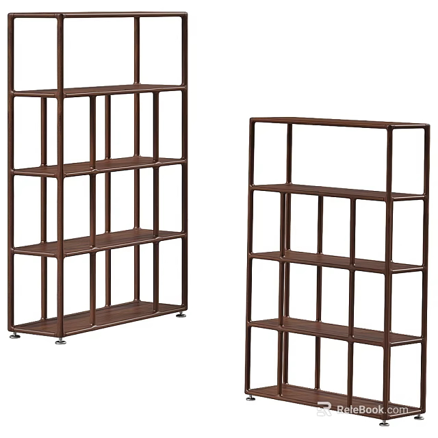 Brown Wooden Etagere with Open Shelves Multiple Tiers and Modern Design 3d model 