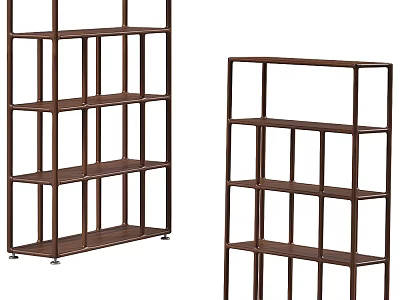 Brown Wooden Etagere with Open Shelves Multiple Tiers and Modern Design 3d model