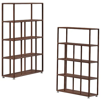 Brown Wooden Etagere with Open Shelves Multiple Tiers and Modern Design 3d model