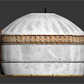 Traditional Yurt With White Exterior Colorful Decorative Patterns Open Door And Interior View