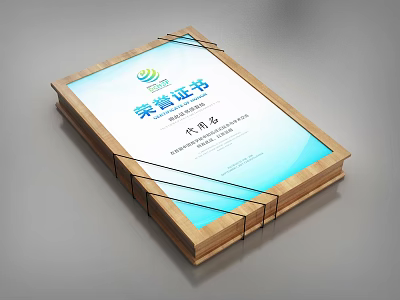 Elegant Ornamental Decor Set Featuring Wooden Frame Certificate And Glass Cover 3d model