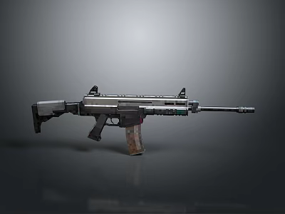 Modern Tactical Rifle with Metal Body Wooden Grip Tactical Rail and Extended Barrel 3d model