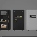 Black And White Safes With Open Door Storage And Electronic Lock Design
