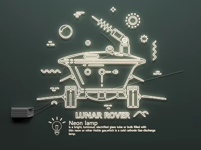 Unique Lunar Rover Design Neon Lamp Combination with Personalized Decorative Atmosphere 3d model