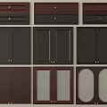 Various Styles Of Cabinet Doors In Dark Brown Black With Glass And Textured Panels