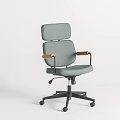 Modern Office Chair With Fabric Upholstery Wooden Armrests And Rolling Casters