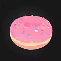 Delicious Pink Glazed Donut With Colorful Sprinkles On Black Background