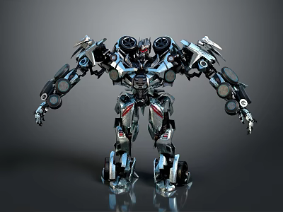Futuristic Mechanical Robot In Silver Black With Metallic Structure And Detailed Technological Components 3d model