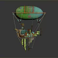 Colorful Green Hot Air Balloon With Mesh Design And Decorative Basket