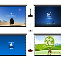 Projection Monitoring Setup With Four Screens And Projector Devices Displaying Various Content