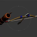 Wooden Bow And Arrow With Blue Accents Red Tips As Decorative Household Item