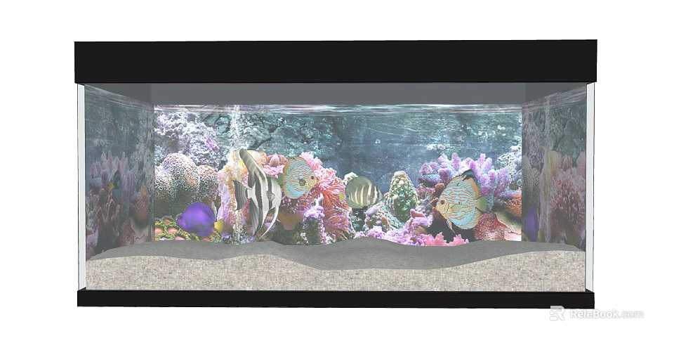 Vibrant Aquarium Tank With Colorful Tropical Fish And Coral Reef Landscape 3d model 