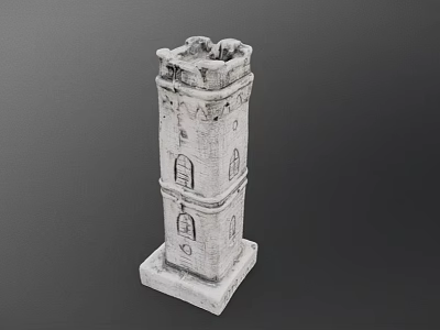 Detailed Stone Tower Architectural Component With Square Base And Windows 3d model