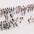 Group of People Standing Sitting and Interacting in Open Space Scene 3d model