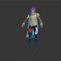 3D Character With Gray Hair White Blue Outfit Silver Shoulder Armor And Blue Boots