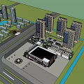 Modern Urban Commercial Complex With Glass Facade Retail consistent And Surrounding High Rise Buildings