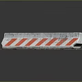 Concrete Traffic Barrier With Red And White Stripes On Worn Surface 3d model