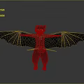 Game Movie Character Black Dragon With Large Wings Green Eyes And Red Collar
