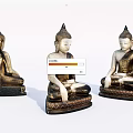 Traditional Buddha Sculptures in Sitting Posture with Intricate Details and Three Angles