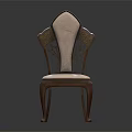 Elegant Vintage Accent Chair With Carved Wooden Backrest And Beige Upholstered Seat