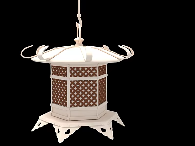 Traditional Ancient Architecture Lantern With Intricate Lattice Design Eave Like Top And Decorative Base 3d model