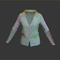 Light Blue Collared Cardigan With Button Front And Decorative Cuffs Design