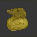 Brown Cartoon Mouse Game Movie Character Sitting On Yellow Object With Black Background