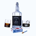 Jack Daniel's Tennessee Whiskey Bottle And Whiskey Glass With Ice Cubes L&M Cigarette Pack And Cigarette