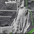 STARWALL Exhibition Space With Green Lines Gray Background And Decorative Structures