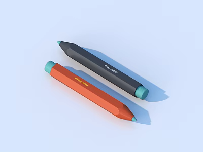 Two Black And Orange Pens With Teal Tips And Modern Sleek Design 3d model