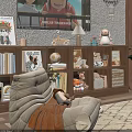 Natural Wooden TV Cabinet With Open Storage Shelves For Warm Lovely Family Living Room