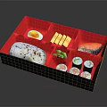 Colorful Sushi Bento Box With Fresh Sashimi Rolls Egg And Cheese Sticks