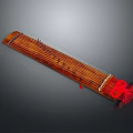 Traditional Chinese Wooden Guzheng Musical Instrument with Strings and Red Decorative Parts for Living Room