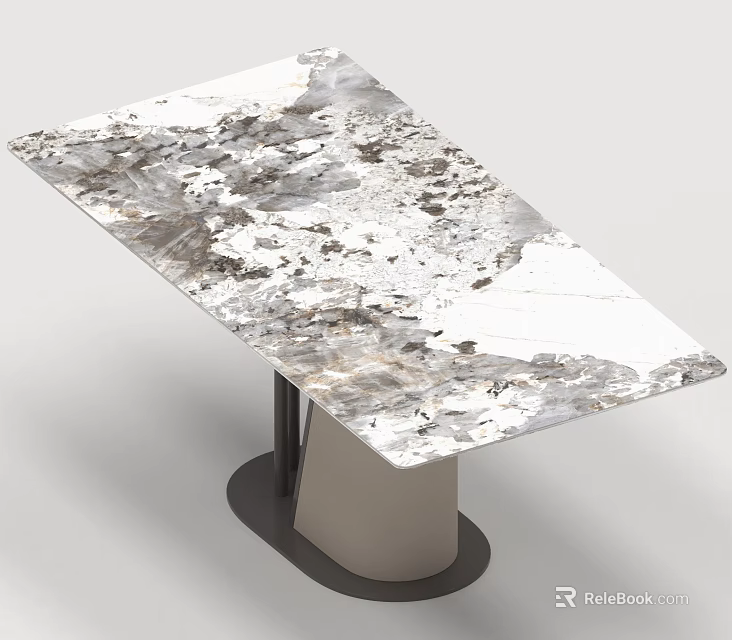 Modern Dining Table Set With Marble Tabletop And Unique Pedestal Base 3d model 