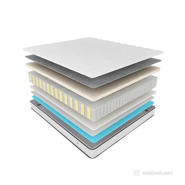 Multi Layer Mattress Construction With Various Foam And Support Materials 3d model 