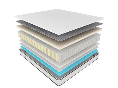 Multi Layer Mattress Construction With Various Foam And Support Materials 3d model