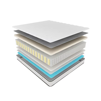 Multi Layer Mattress Construction With Various Foam And Support Materials 3d model