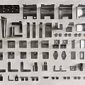 Assorted Hardware Tools Including Brackets Corner Braces Metal Plates And Connectors 3d model