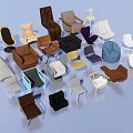 Stylish Sofa Set Collection With Various Modern Designs And Colorful Options 3d model