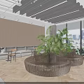 Modern Lounge Area Interior With Sofa Green Plants Large Windows City View And Wooden Flooring