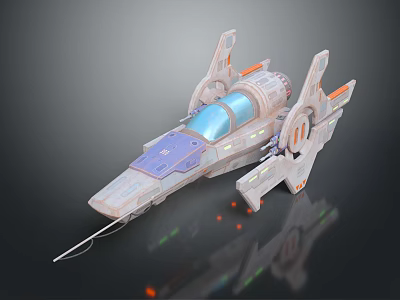 Futuristic Aerospace Spaceship with Advanced Design Structure Aerodynamic Wings and Transparent Cockpit for Space Exploration 3d model